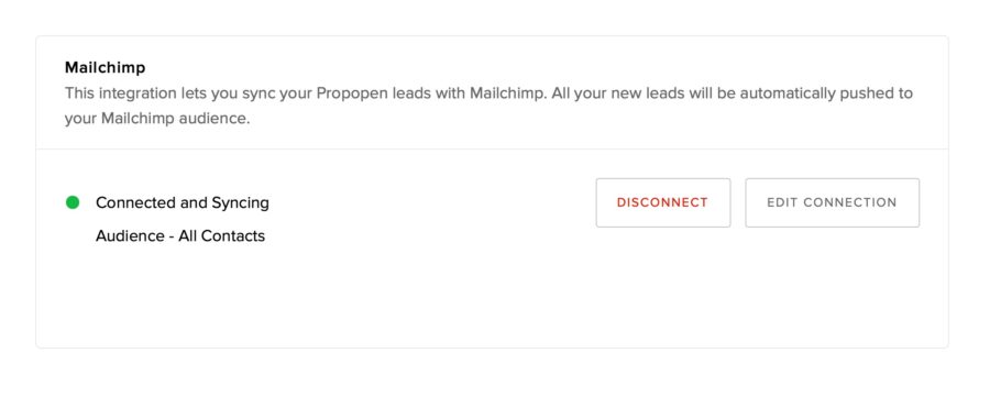 sync mailchimp audience with propopen